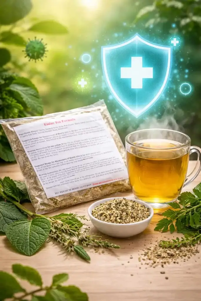 Essiac thee kop met kruiden natuurlijke ondersteuning lichaam