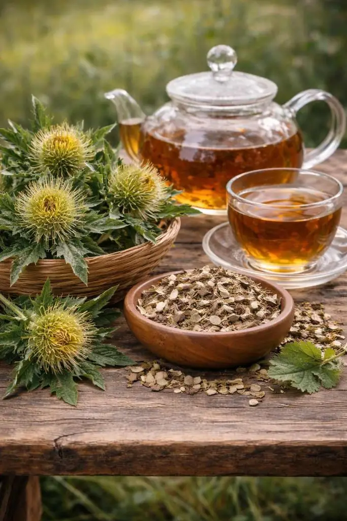 Gezegende distel kruid onderdeel van Essiac 8 kruiden mix